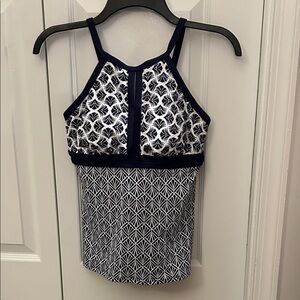 Lands' End Women's Navy and White Swim Camisole